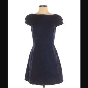 Halston Heritage Dress 4 Double Cap Sleeve Blue Cocktail Dressy Formal Event